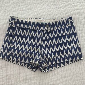 J. Crew High Waist Blue and White Chevron Shorts